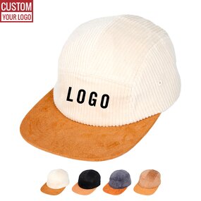 Corduroy Camp Cap Factory - Custom 5 Panel Logo Style Snapback Flat Brim