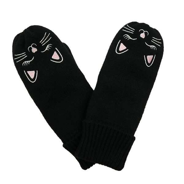 Kids Winter Gloves Manufacturer - Children Lovely Acrylic Knitted Custom Cat Embroidery