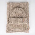 Thermal Beanie Set Supplier - High Quality Boucle Yarn Skull Cap and Soft Scarf