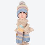 Toddler Beanie Set Factory - Winter Fleece Lined Acrylic Striped Knit With Custom