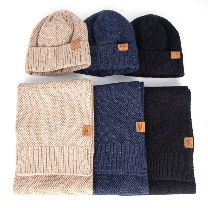 Winter Beanie Set Manufacturer - Wholesale Custom Warm With Fleece Lining Scarf Set