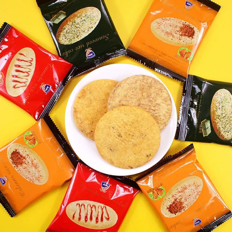 Sour Cream Chive Rice Crackers Snacks Round Shape Small Package Crispy Nutritious Rice Grain Snack