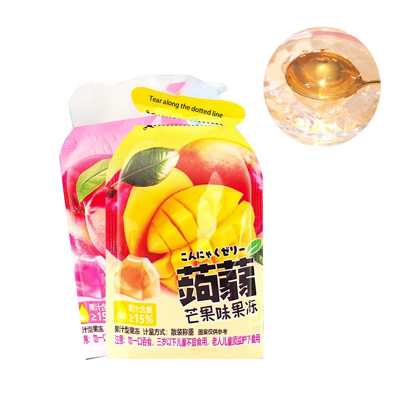 Fruit Flavor Drinkable Konjac Jelly Snacks OEM Vegan Healthy Peach Flavor Sugar Free Packaged in Bags