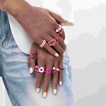 Enamel Ring Supplier - Oil Drop Heart Pink Rings