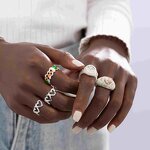 Open Ring Factory - Heart Shape Cream Enamel Ring