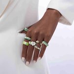 Enamel Ring Manufacturer - Vintage Oil Heart Stacking Ring