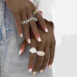 Open Ring Factory - Heart Shape Cream Enamel Ring