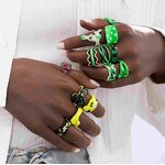 Enamel Ring Supplier - Green Water Wave Copper Ring