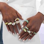 Enamel Ring Manufacturer - Vintage Oil Heart Stacking Ring