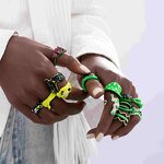 Enamel Ring Supplier - Green Water Wave Copper Ring