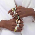 Enamel Ring Manufacturer - Vintage Oil Heart Stacking Ring