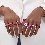 Enamel Ring Supplier - Oil Drop Heart Pink Rings