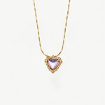 Stone Bead Necklace Supplier - CZ Heart Pendant Necklace