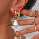 Flower Jewelry Set Factory - Pearl Open Adjustable Ring Set