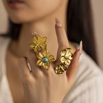 Chunky Ring Manufacturer - Vintage Turquoise Flower Ring