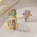 Fashion Ring Supplier - Colorful Stone Heart Ring