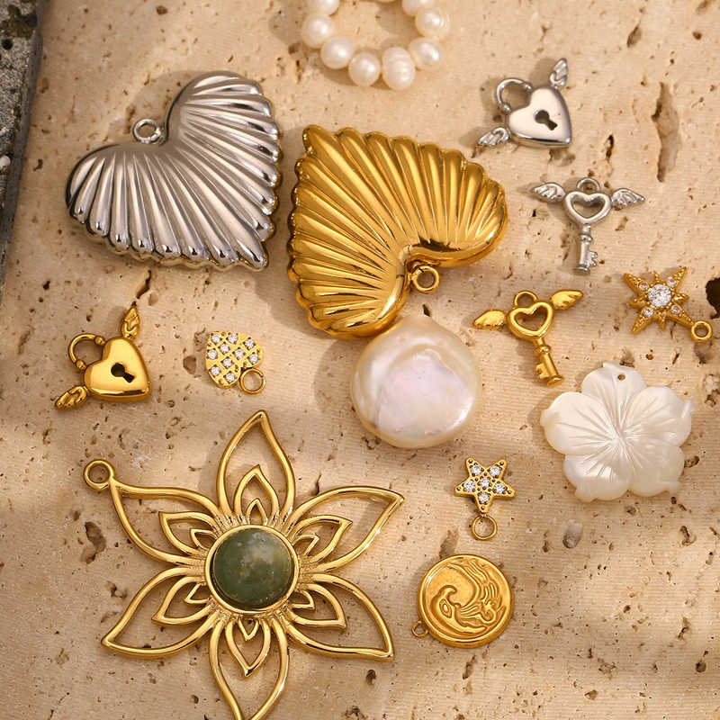 Punk Pendant Factory - Angel Key Heart Pearl Charms