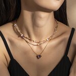 Stone Bead Necklace Supplier - CZ Heart Pendant Necklace