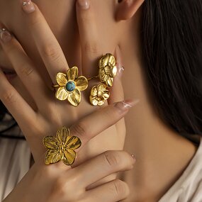 Chunky Ring Manufacturer - Vintage Turquoise Flower Ring