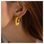 Huggie Earrings Supplier - Chunky C-Shaped Hoop Earrings