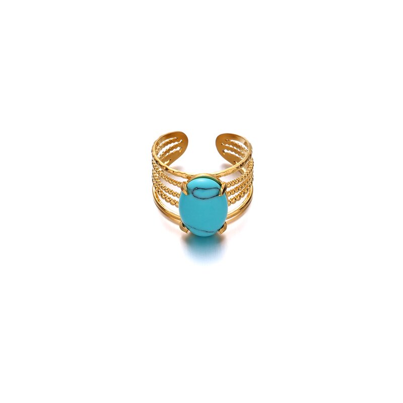 Open Ring Supplier - Bohemia Turquoise Blue Stone Ring