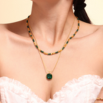 Square Diamond Necklace Manufacturer - French Retro Jewelry Set