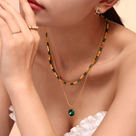 Square Diamond Necklace Manufacturer - French Retro Jewelry Set