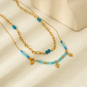 Beaded Necklace Supplier - Turquoise Stone Double Layer Necklace