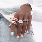 Enamel Ring Supplier - Candy Heart Hollow Brass Ring