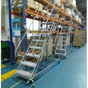 Movable Ladder Supplier - Modern Self-Locking Brake Steel Climbing for Warehouse