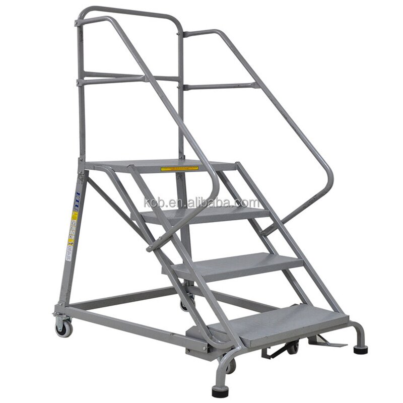 Climbing Steel Ladder Factory - Modern Designed Automatic Brake Movable Warehouse