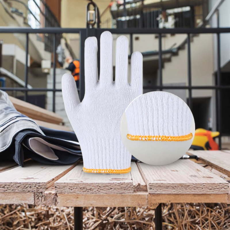 Knitted Safety Gloves Supplier - Cotton White for Industrial Work Labour GUANTE