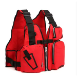 Canvas Fishing Vest Factory - Red Multi Pockets Cargoes Safari Waistcoat for Men