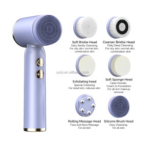 HOT Rechargeable 6 in 1 Facial Pore Cleanser Massage Brush Set Facial Cleansing Face Wash Machine Skin Clean Beauty Device