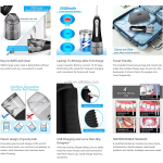 Uyisi 300ML可充电无线便携式口腔冲洗器电动水牙线高品质清洁工具USB