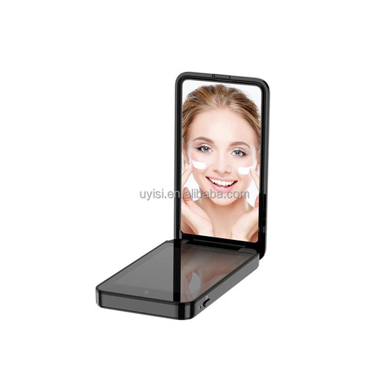 Uyisi 2025 Smart Portable UV LED Makeup Mirror Handheld Sunscreen Remover Residual Skin Test for Face Hands Made ABS Material