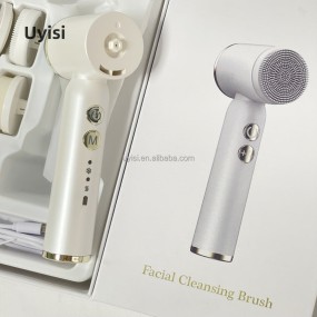 Waterproof IPX6 Silicone Facial Beauty Device Pore Cleaning Machine Hot Cold Compress Facial Cleansing Brush Set USB Chargeable