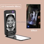 Compact Portable LED Light Travel Makeup Mirror Real-Time UV Humidity Sensor Alert Sun Protection Tool for Face Optimal for Skin