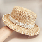 Straw Hat Factory - Elegant Retro Pearl Flat Top