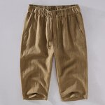 Men Shorts Factory - Solid Color Loose Linen