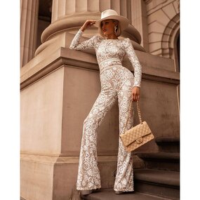 Jumpsuit Factory - Elegant Lace Embroidered Retro