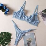 Babydoll Set Factory - Blue Sheer Lace Butterfly