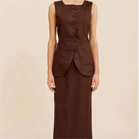 Women Suit Factory - Cotton Vest Skirt Suit