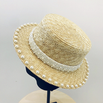 Straw Hat Factory - Elegant Retro Pearl Flat Top