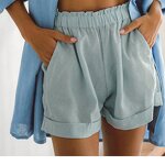 Linen Shorts Factory - Elastic Waist Loose Summer