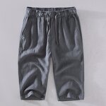 Men Shorts Factory - Solid Color Loose Linen