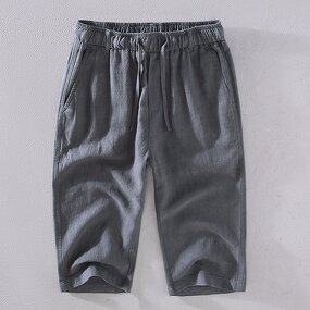 Men Shorts Factory - Solid Color Loose Linen