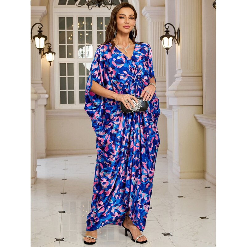 Kimono Robe Factory - Leopard Print Satin Beach