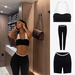 Yoga Set Factory - Color Block Padded Bra Hip Lift