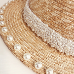 Straw Hat Factory - Elegant Retro Pearl Flat Top